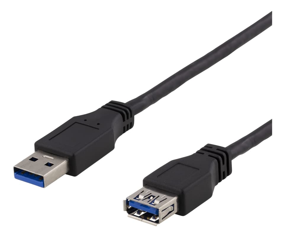 DELTACO USB 3.1 Gen1 Förlängningskabel, 2m, USB-A hane till USB-A hona