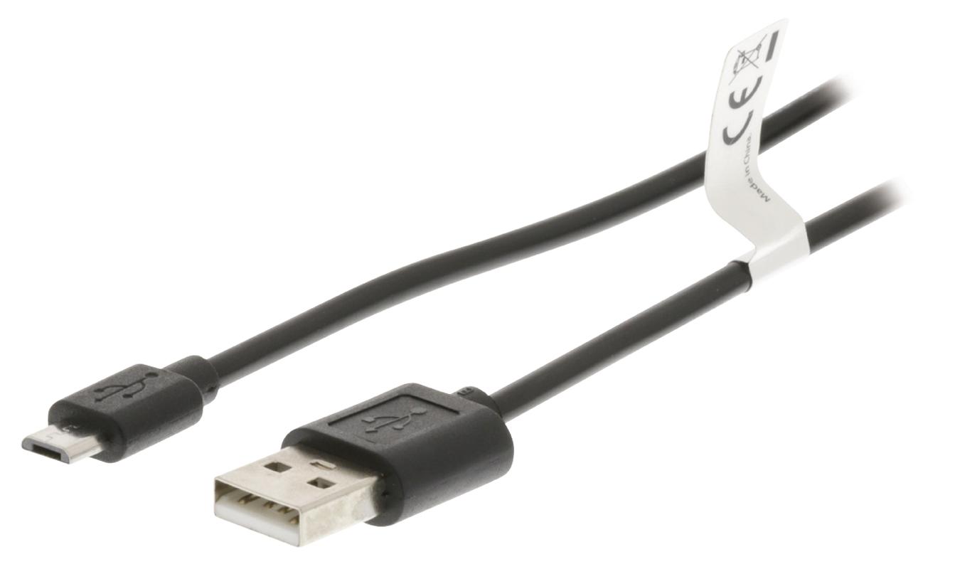 USB 2.0 Kaapeli USB A Uros - Micro B-Uros 3.00 m Musta