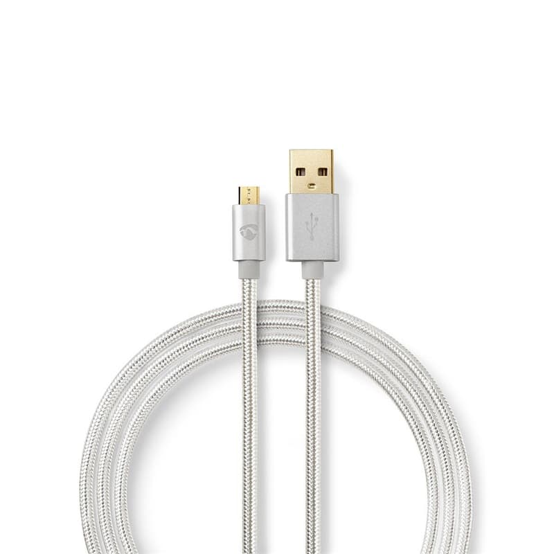USB-A hane 2.0 till microUSB | Guldpläterad, 2.0 m