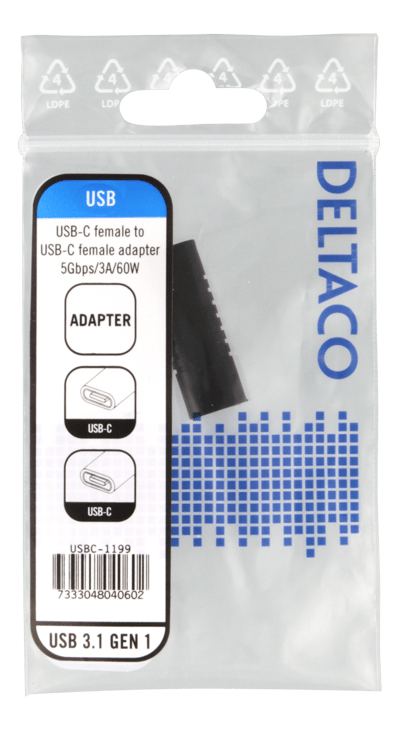 DELTACO USB C Adapter F-F black
