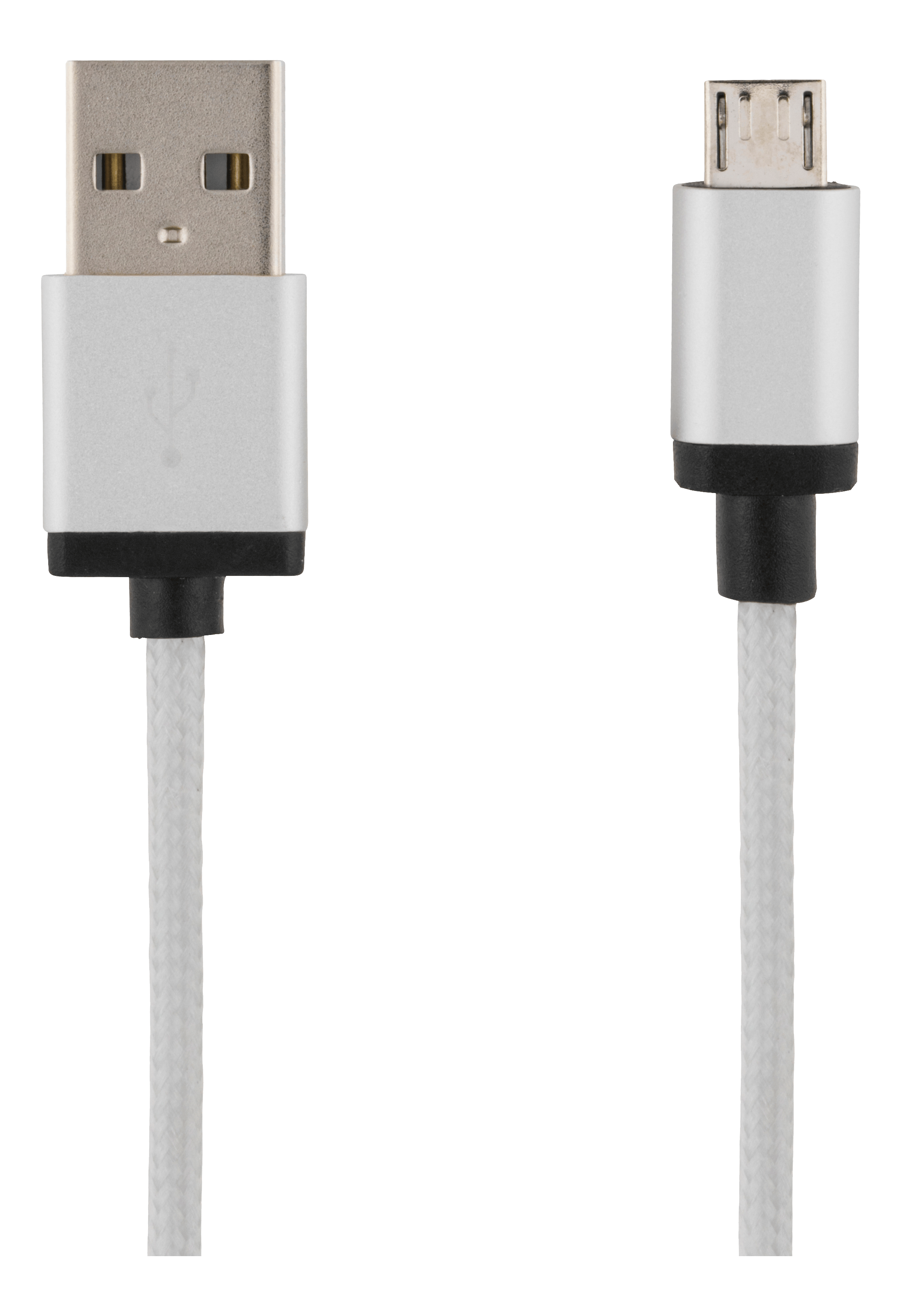 DELTACO USB cable, braided, Type A ma - Type Micro B ma, 3m, silve