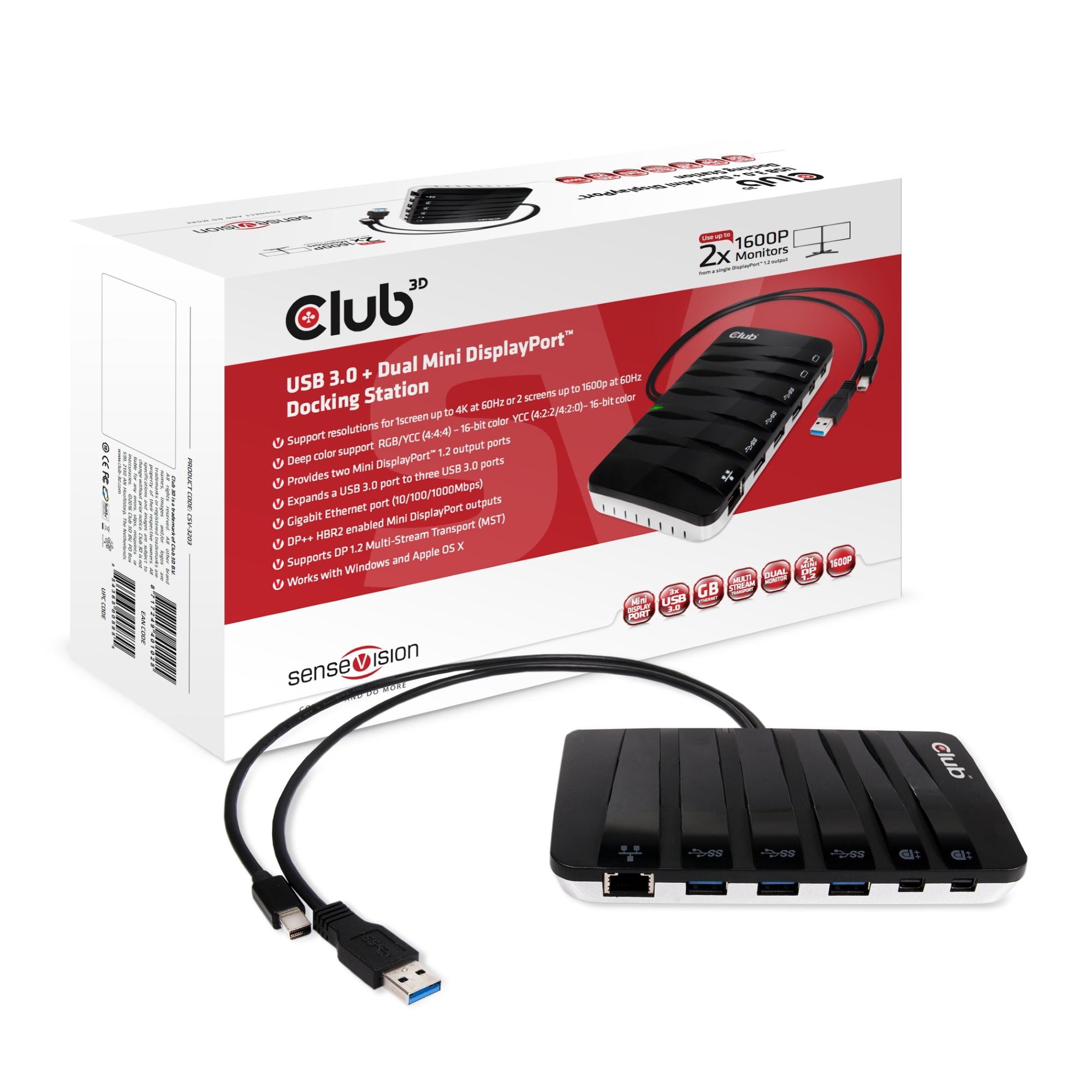 Club3D USB A 3.0+Dual Mini DP
