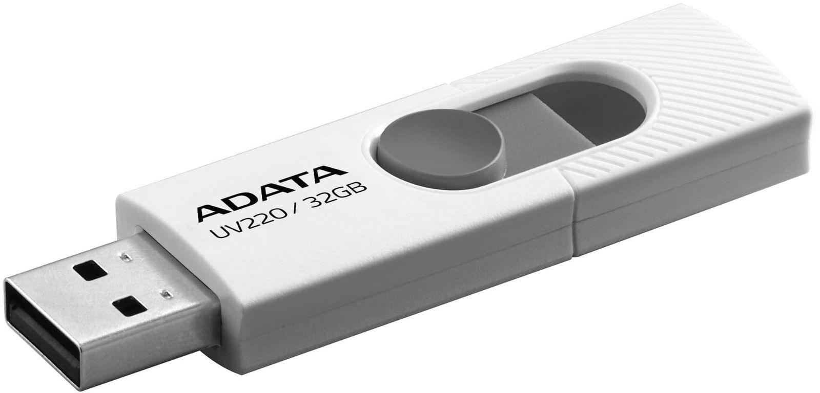 ADATA 32GB UV220 USB 3.0. White/Grey DashDrive - USB Flash Drives Backward compatible with USB 2.0