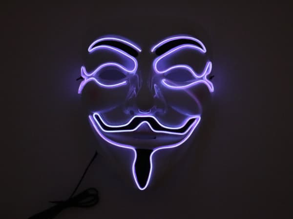 Mask Happy face med Glowstrip Lila glowstrip