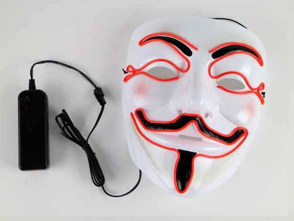 Mask Happy face med Glowstrip Röd