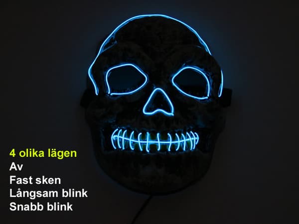 Mask dödskalle med Glowstrip Blå