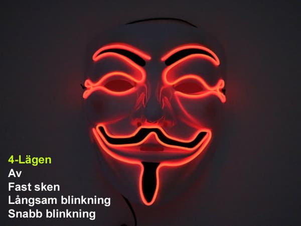 Mask Happy face med Glowstrip Röd
