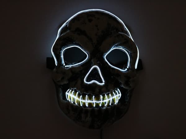 Mask dödskalle med Glowstrip Vit