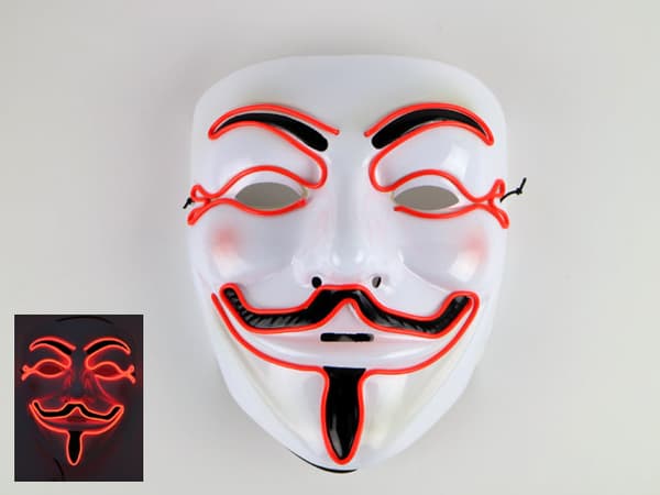Mask Happy face med Glowstrip Röd
