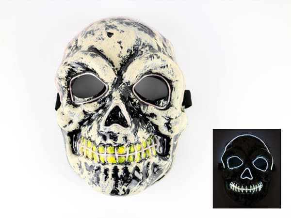Mask dödskalle med Glowstrip Vit