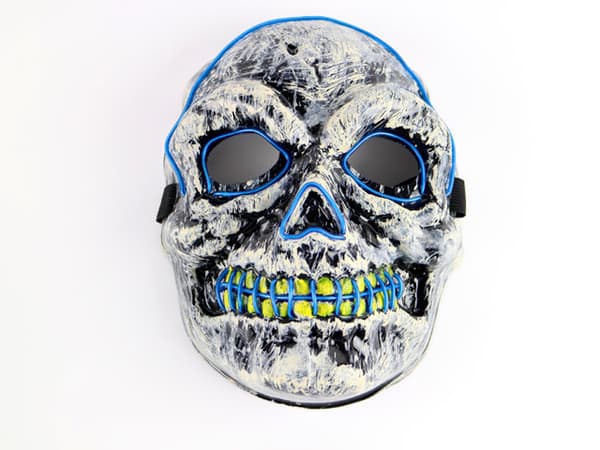 Mask dödskalle med Glowstrip Blå