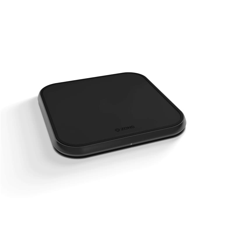 Zens Single Alu. Laddare Qi Trådlös 220V-Sladd 10W Svart (Apple Qc 7,5W)